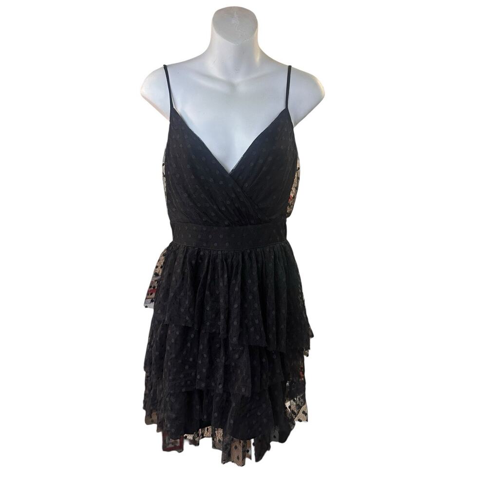 Abercrombie & Fitch Black Polka Dot Fit & Flare Tulle Dress Y2K Size ST